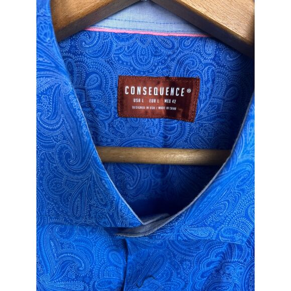 Consequence Mens Paisley Print Short Sleeve Button Down Shirt - Picture 5 of 7